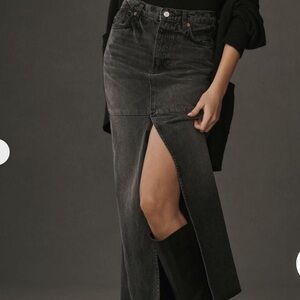 Reformation Denim Maxi Skirt with Front Slit